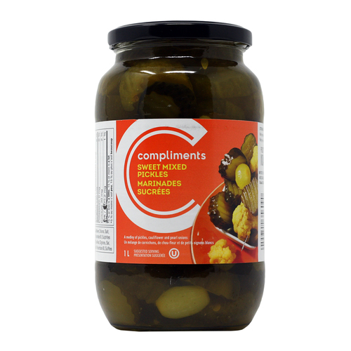 Cornichons mélangés sucrés, 1 l Compliments.ca