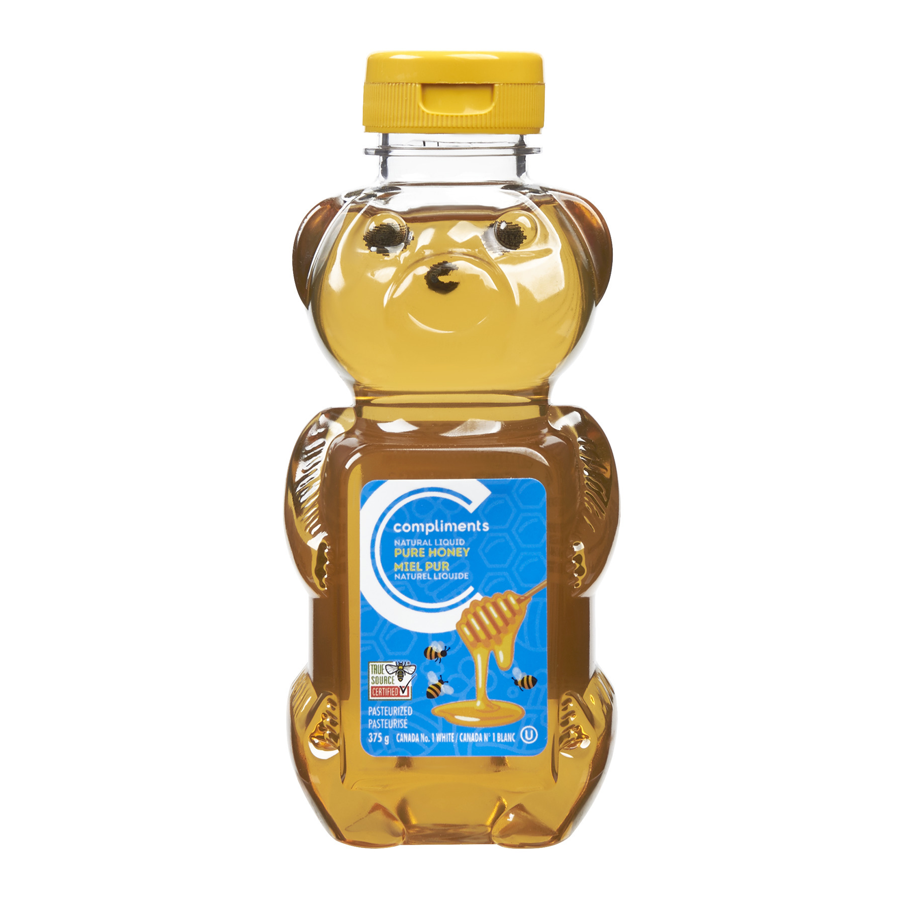 Pasteurized White Liquid Honey Bear 375 g Compliments.ca