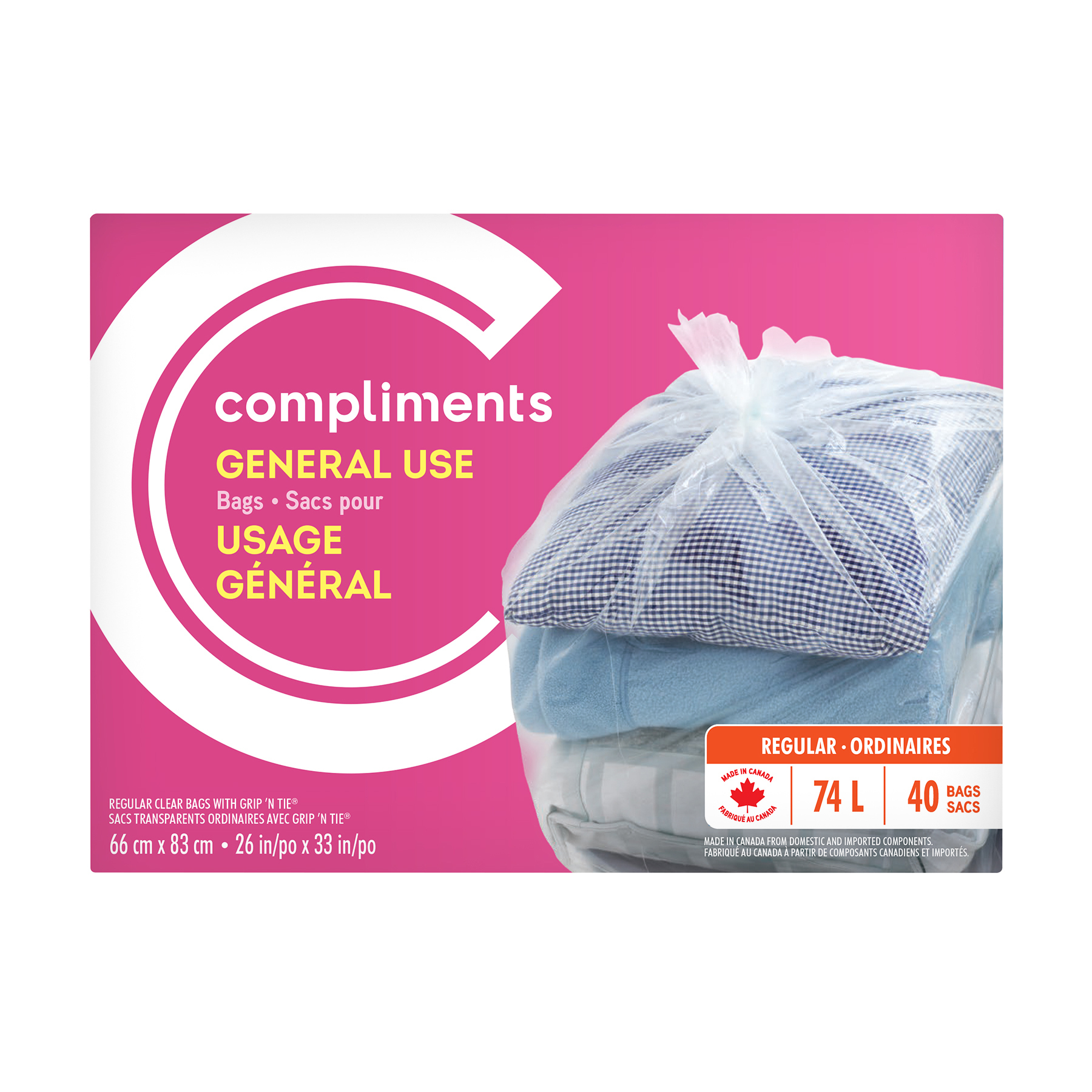 Regular Garbage Bags Clear 40 Ea 