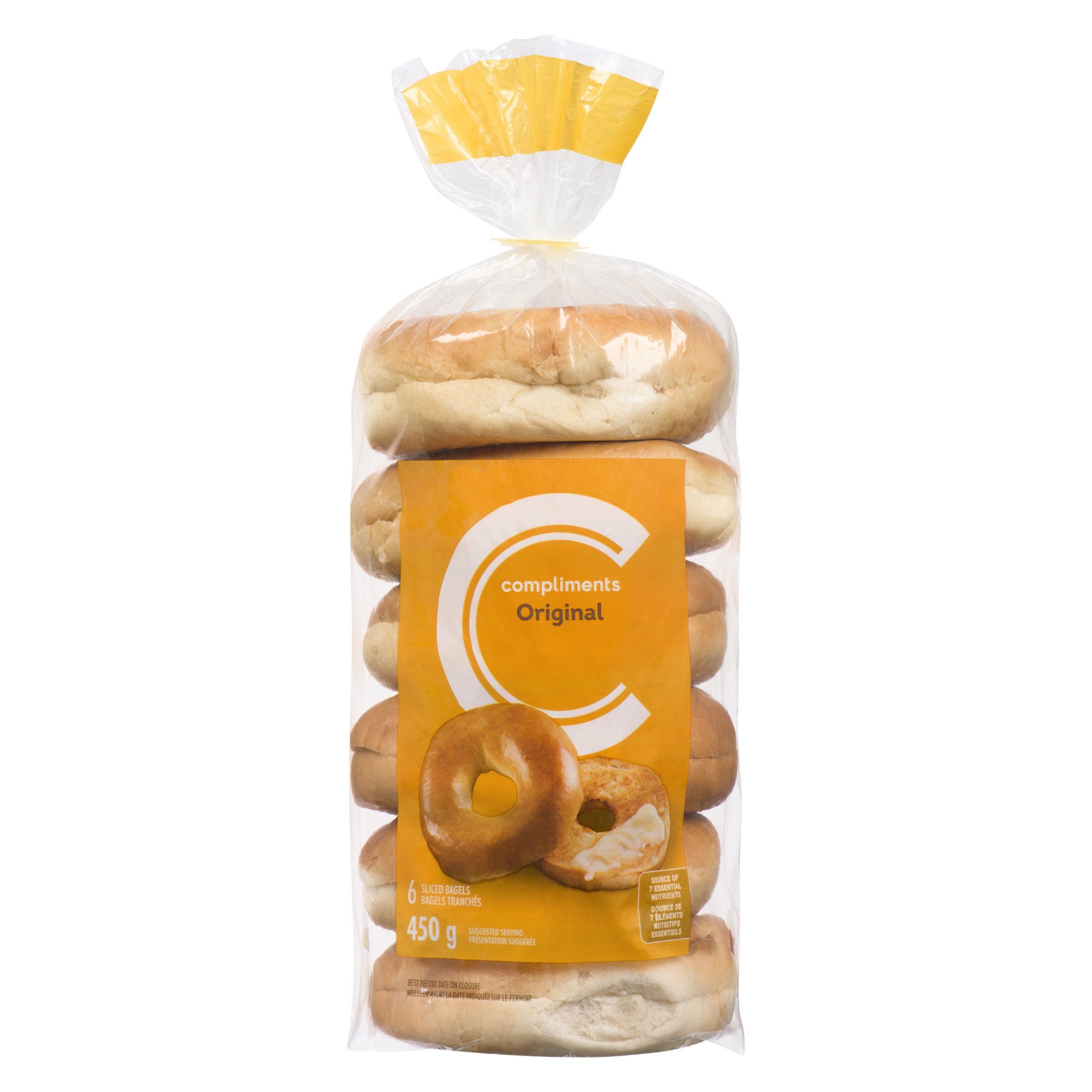 450 G Flour And 1 L Water Bagels Plain 6 Pack 450 g | Compliments.ca