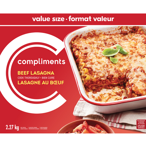 Beef Lasagna Value Size 2.27 kg Compliments.ca