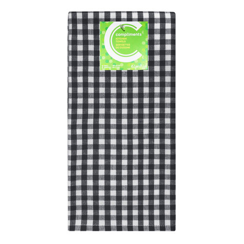 Charcoal Kitchen Towels 2 EA Compliments.ca
