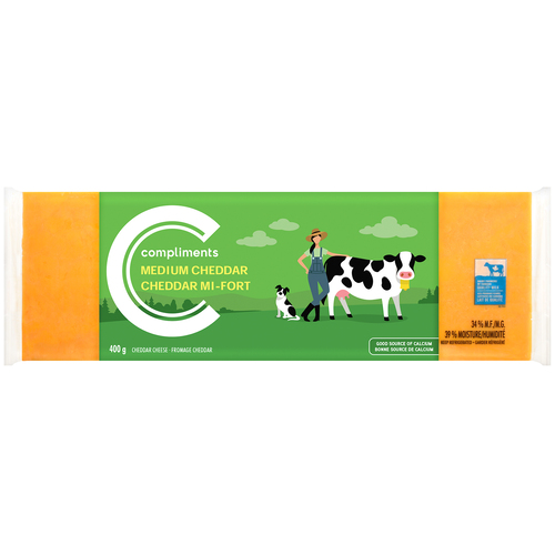 Cheddar Medium Colored Cheese 400 g | Compliments.ca
