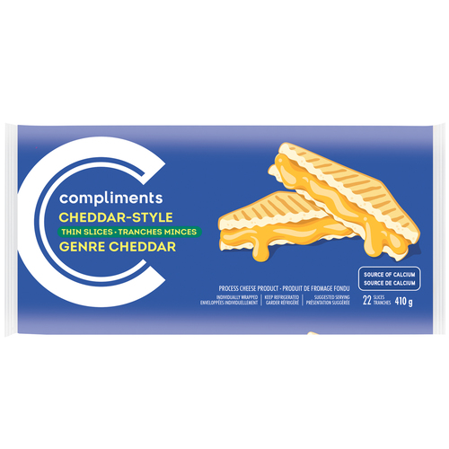 Cheddar Style Thin Cheese Slices 410 g Compliments.ca