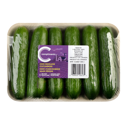 Cucumbers Mini Seedless 6 Count Compliments.ca