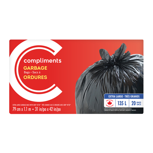 Extra Large Garbage Bags Black 20 EA Compliments.ca