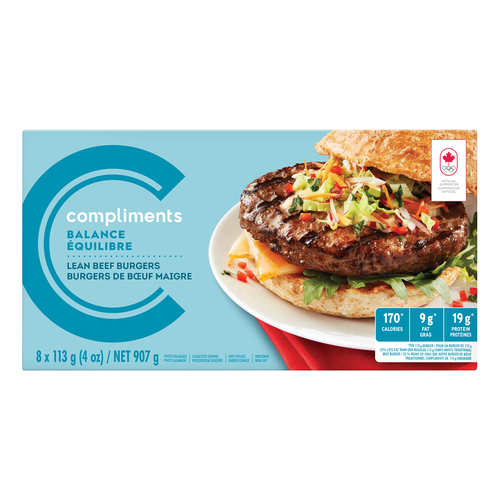 Lean Beef Burgers 8 Patties 907 g Compliments.ca