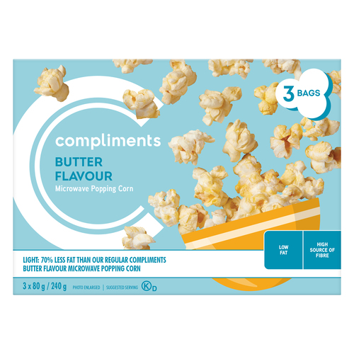 Light Butter Microwave Popping Corn 240 g Compliments.ca