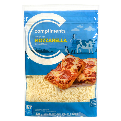 Mozzarella Shredded Cheese 320 g Compliments.ca