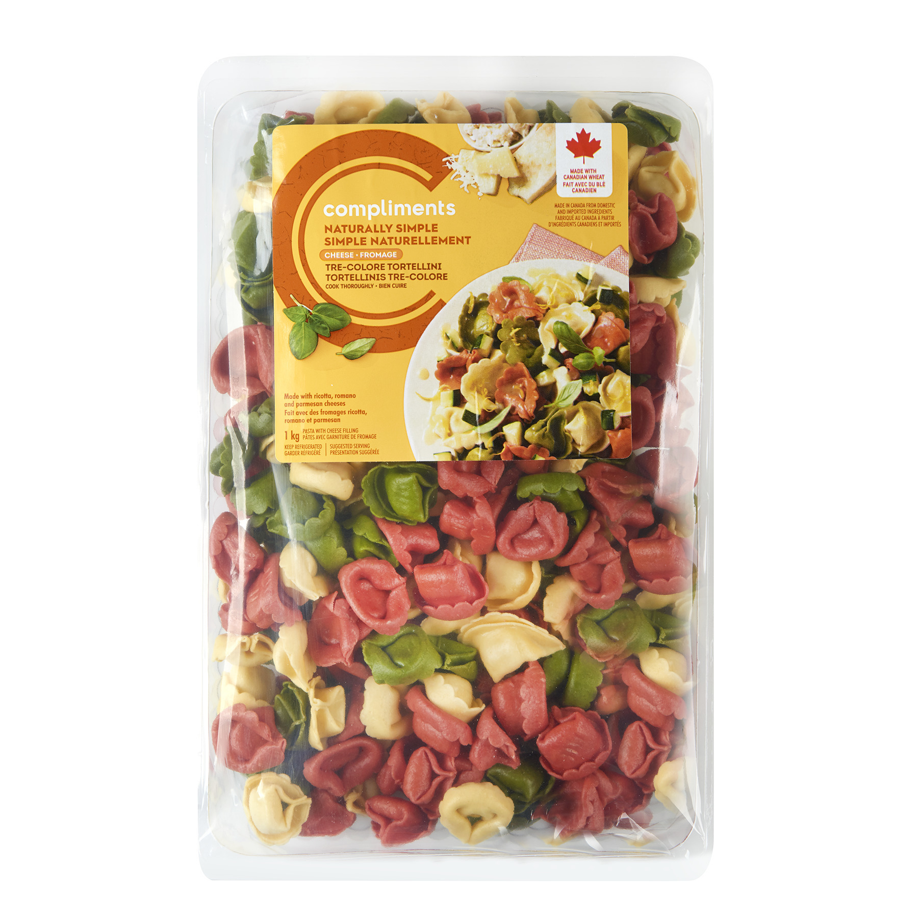 Naturally Simple Cheese Filled Tortellini Tre- Colore Pasta 1 kg