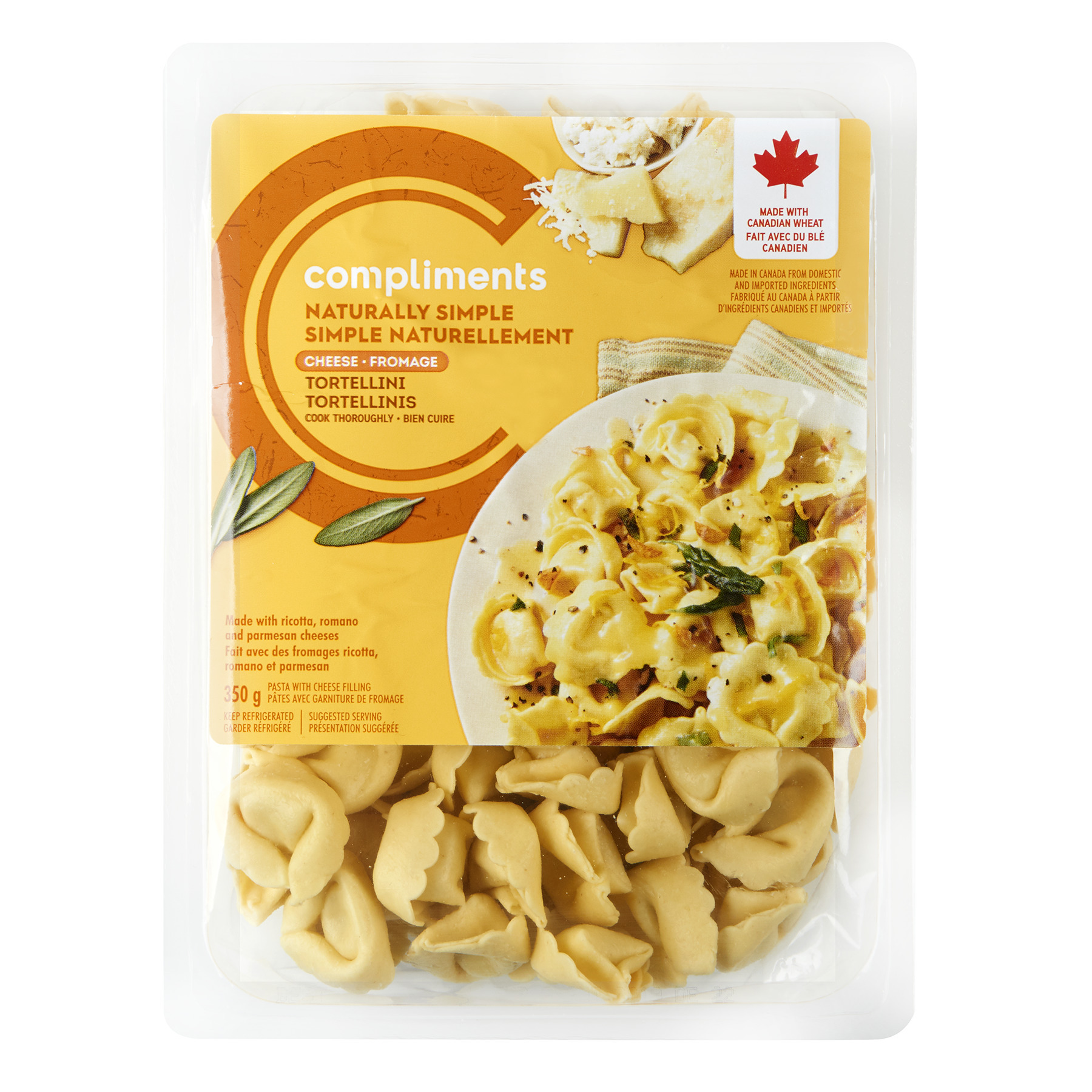 Naturally Simple Cheese Tortellini Pasta 350 g Compliments.ca
