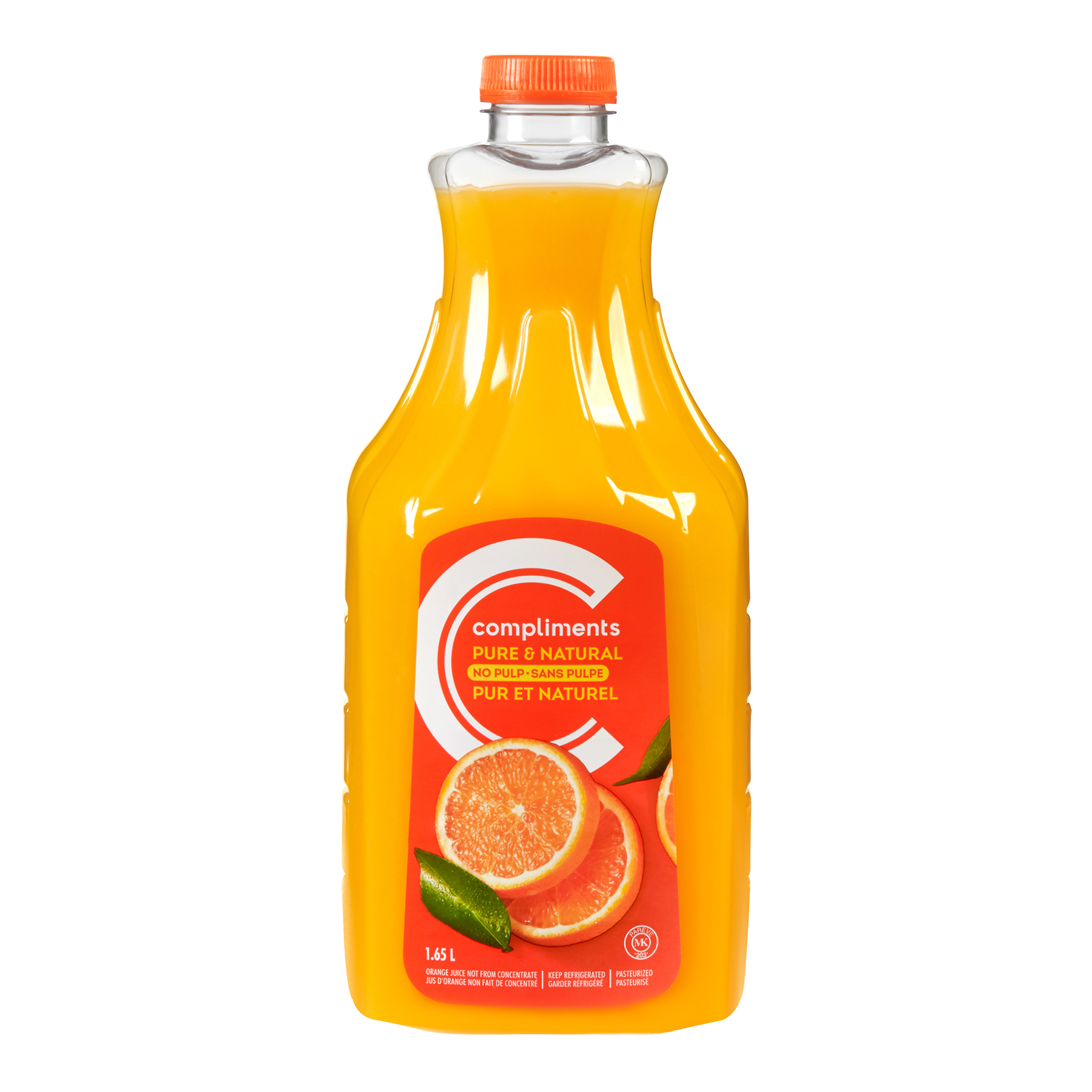 Orange Juice No Pulp Not From Concentrate 1 65 L Compliments Ca
