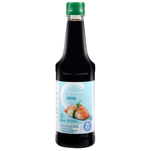 Soya Less Salt Soya Sauce 30% Less Salt 450 ml | Compliments.ca