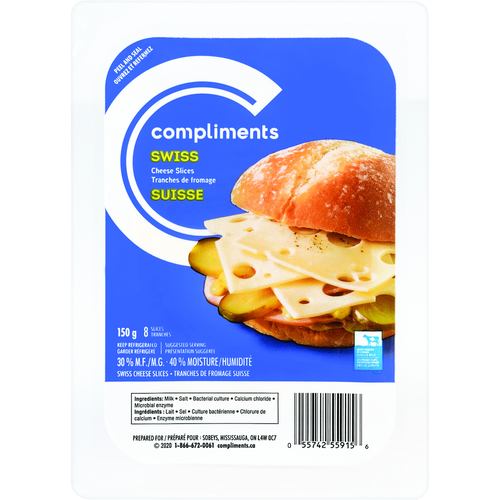 Swiss Cheese Slices 150 g Compliments.ca