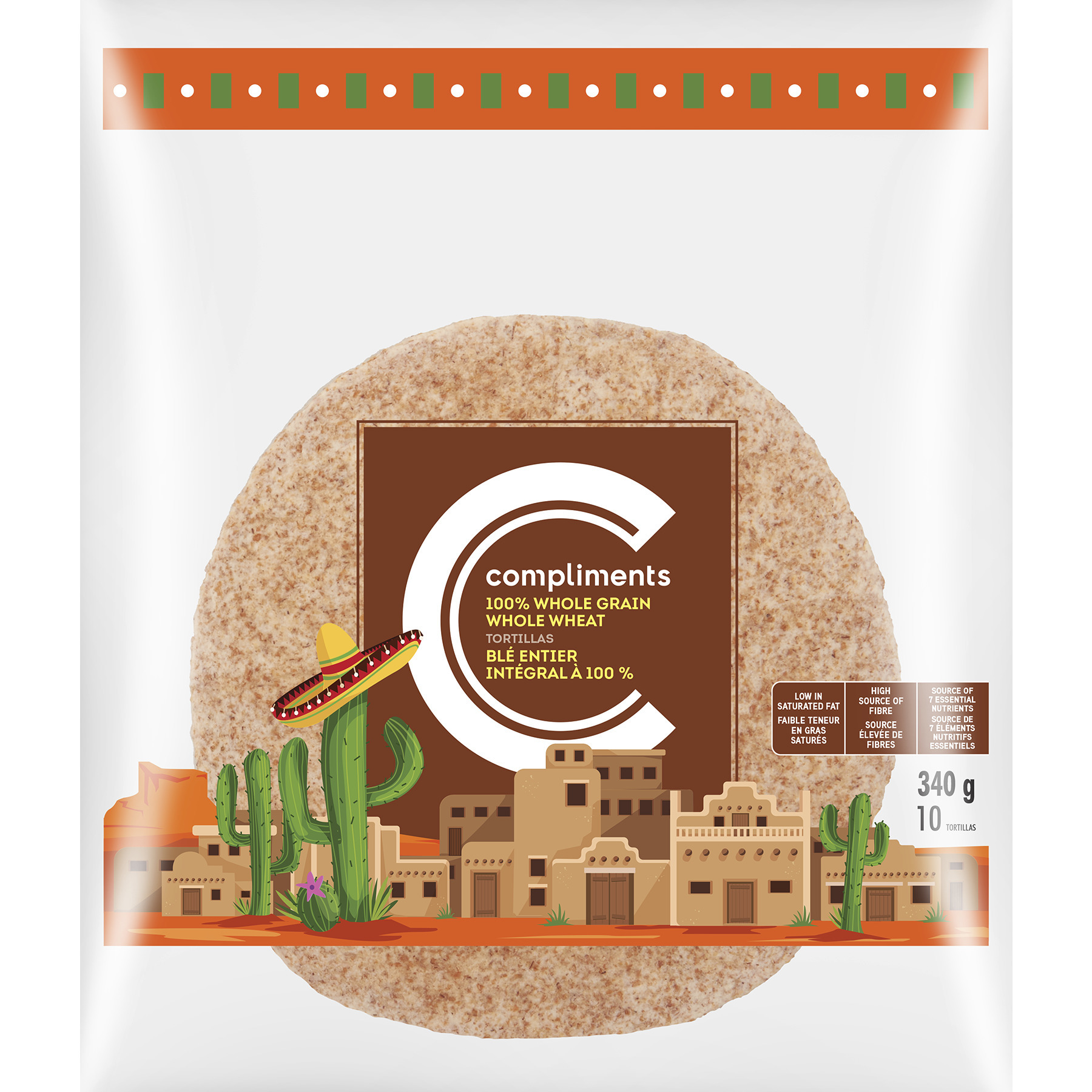 Tortillas Whole Grain Wheat Flour 340 g | Compliments.ca