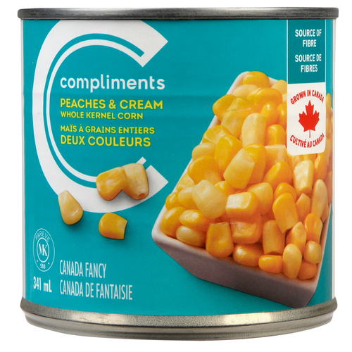 Whole Kernel Corn Peaches & Cream 341 ml Compliments.ca