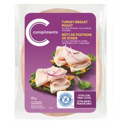 934707 Compliments - Extra Lean Thinly Sliced Cooked Turkey Breast Roast