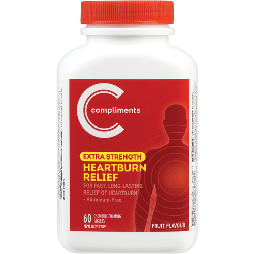 Heartburn Relief Tablets Fruit Flavor 60 EA Compliments.ca