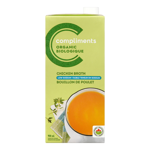 Organic Chicken Broth Low Sodium 900 ml Compliments.ca
