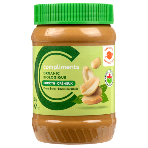 Organic Peanut Butter Smooth 500 g Compliments.ca
