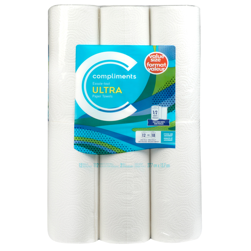 Ultra 112 Sheets 2 Ply Paper Towels 12 EA Compliments.ca