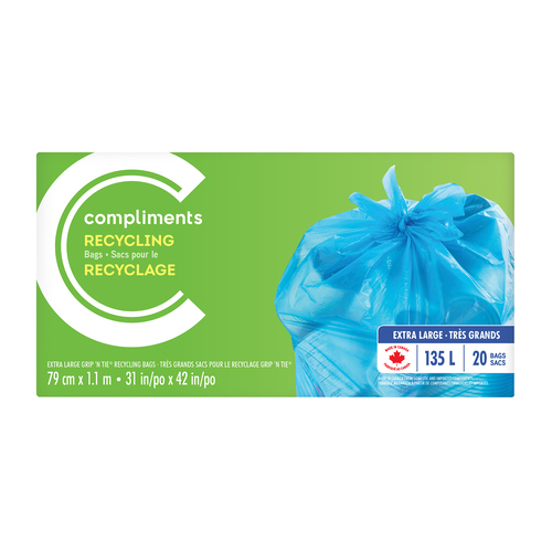 Blue Extra Large 135 L Recycling Bags 20 EA