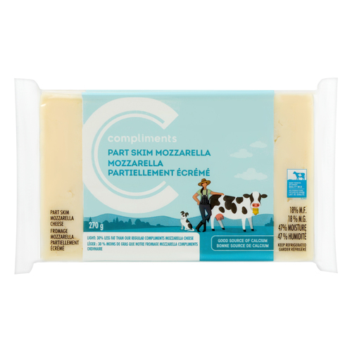 Cheese Part Skim Mozzarella 270 g Compliments.ca