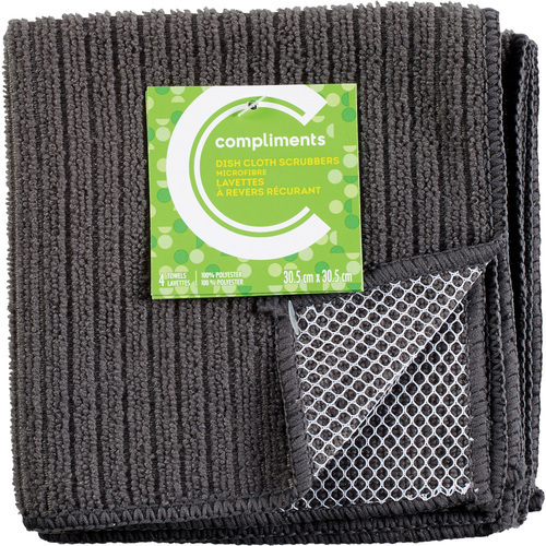 Dish Cloth Scrubbers Charcoal 4 EA Compliments.ca