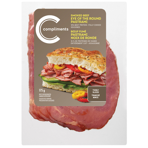 Eye of the Round Thinly Sliced Pastrami 175 g Compliments.ca
