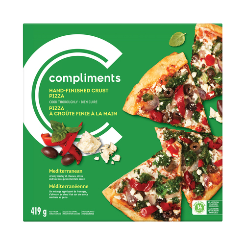 Hand-Finished Crust Mediterranean Frozen Pizza 419 g | Compliments.ca