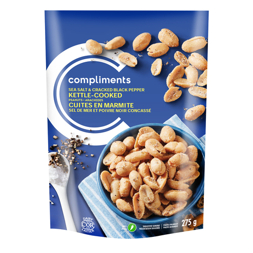 Kettle Cooked Peanuts Sea Salt & Black Pepper 275 g Compliments.ca