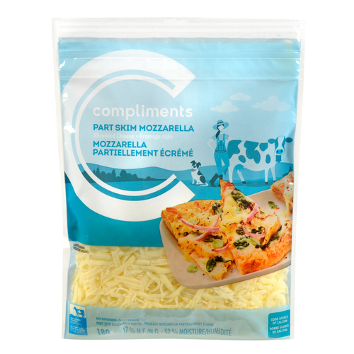 Light Partly Skimmed Shredded Mozzarella Cheese 180 g Compliments.ca