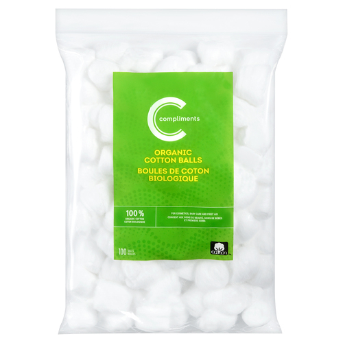 Organic Cotton Balls 100 EA Compliments.ca