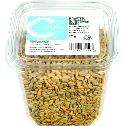 Roasted Unsalted Sunflower Seeds 375 g Compliments.ca
