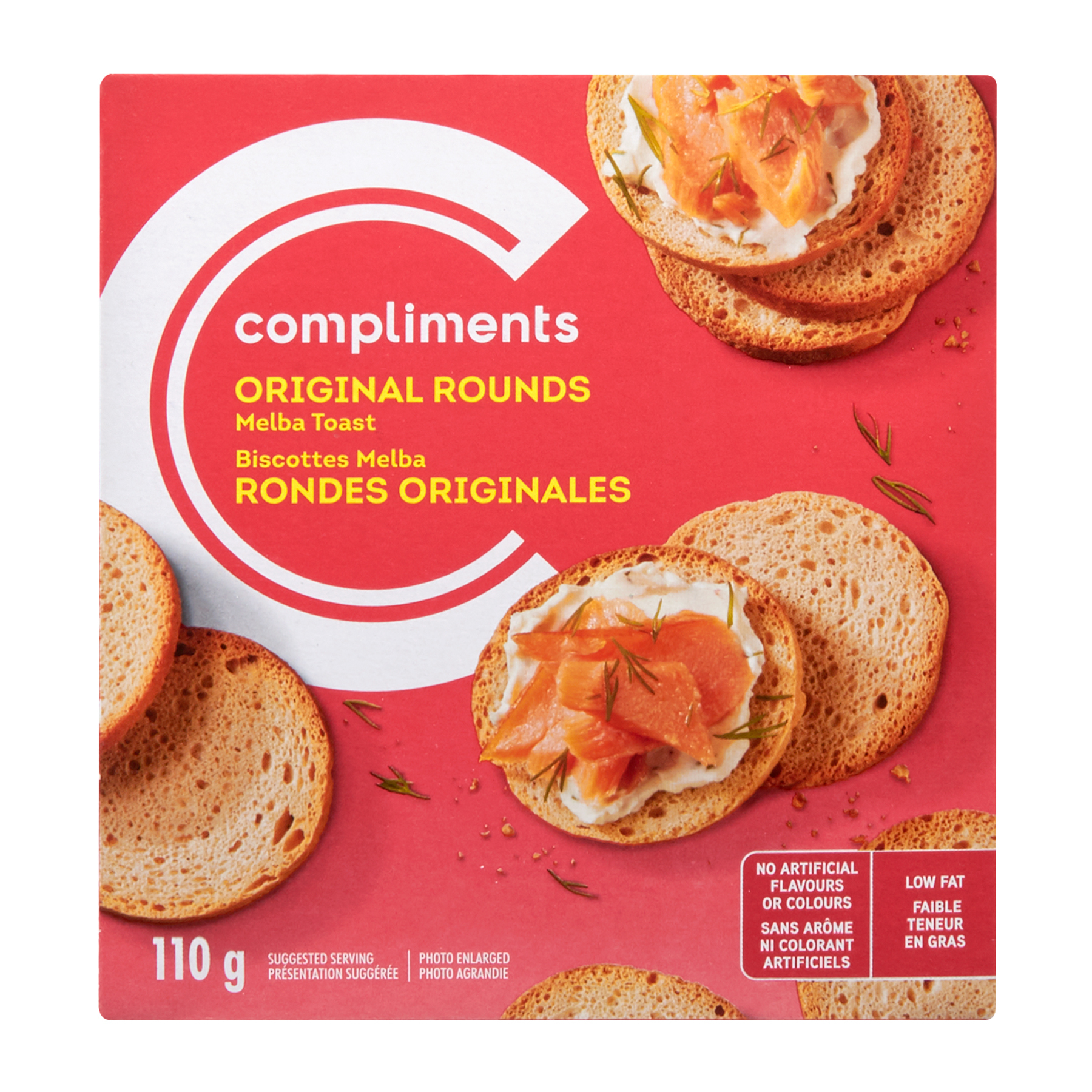 Rounds Melba Toast Original 110 g Compliments.ca