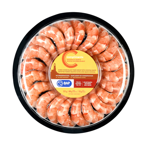 Shrimp Jumbo Black Tiger Shrimp Count with Cocktail Sauce (21-25