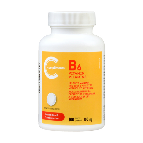 Vitamin B6 Tablets 100 mg 100 EA Compliments.ca