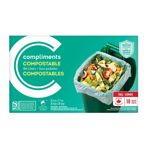 Compostable Scented Bin Liners Tall 10 EA Compliments.ca
