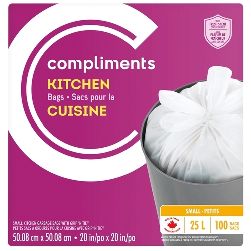 Kitchen Garbage Bags Grip N Tie Small Fresh Scent 25 L 100 Count