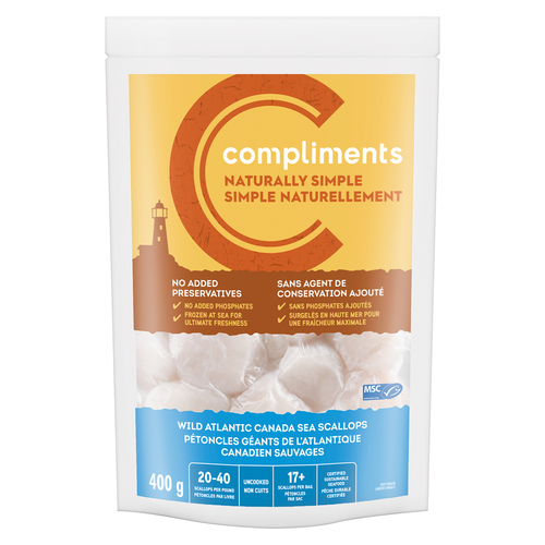 Naturally Simple Atlantic Canada Wild Sea Scallops 400 g Compliments.ca