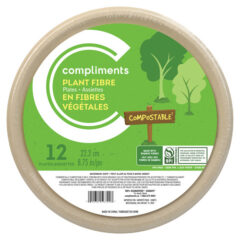 En savoir plus sur Assiettes compostables en fibres végétales 8.75 pouces 12 un