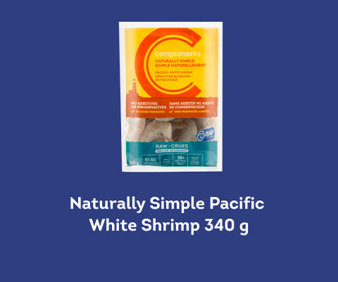 Naturally simple pacific white shrimp