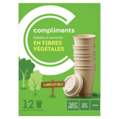 En savoir plus sur Tasses à café et couvercles compostables en fibres végétales 12 oz 12 un