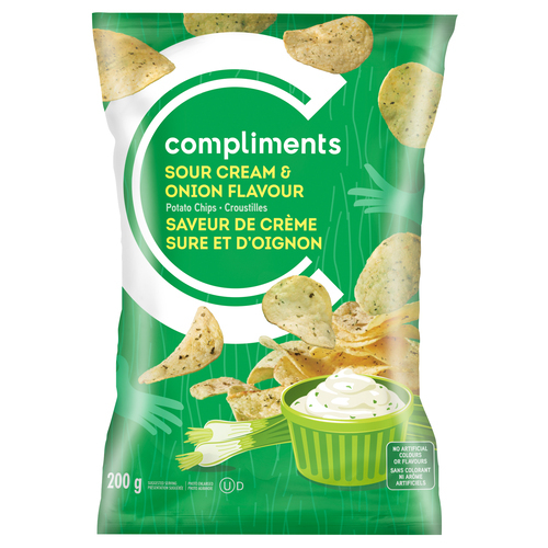 Potato Chips Sour Cream & Onion 200 g Compliments.ca