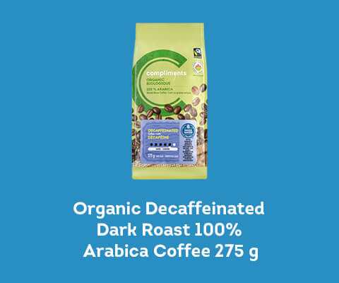Compliments Organic Whole Bean Coffee 100% Arabica Decaffeinated Dark Roast (275g)