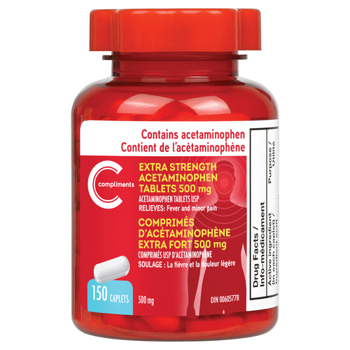 Acetaminophen Tablets 500 mg 150 EA Compliments.ca