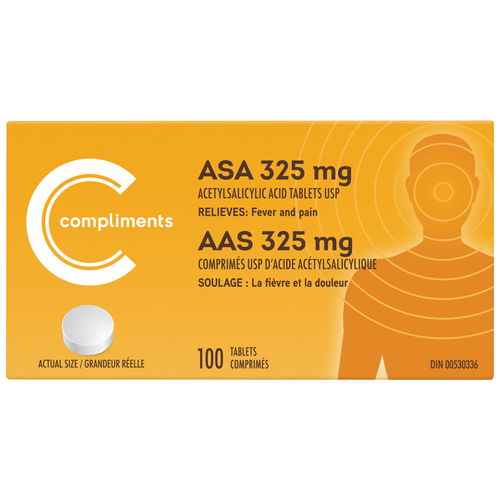 ASA Tablets 325 mg 100 EA Compliments.ca