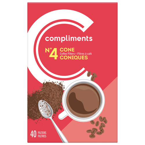Cone Coffee Filters No. 4 White 40 Count Compliments.ca