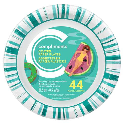 Decorated Paper Plates 8.5inch 44 Pack Compliments.ca