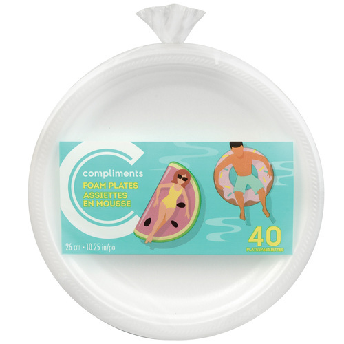 Foam Plates 10 1/4 Inch 40 Pack Compliments.ca